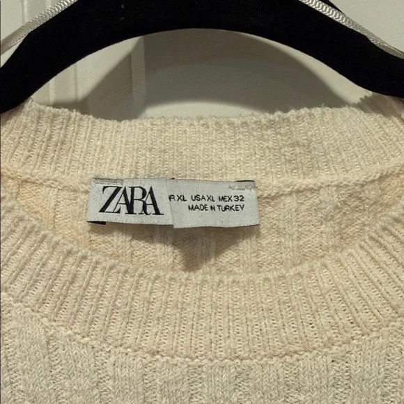 Zara Cream Ribbed Cropped Sweater - Picture 2 of 7
